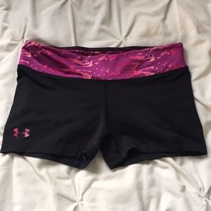 Black Under Armour spandex with pink pattern